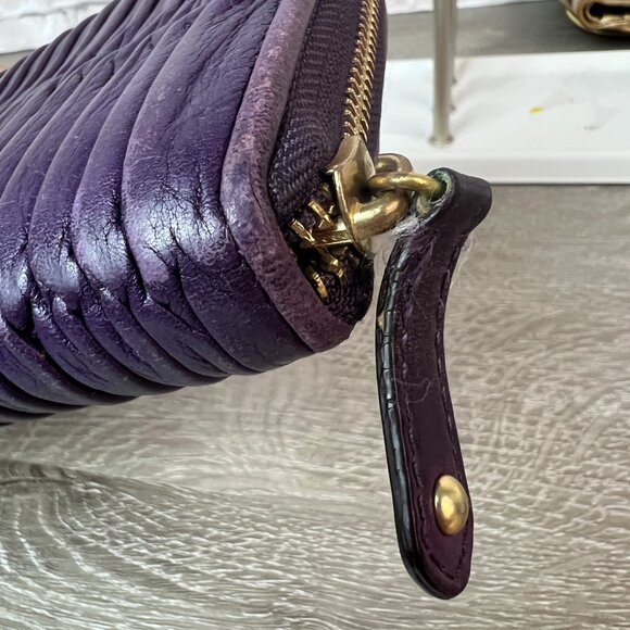 Rare Color Coach Madison Purple Gathered Leather Accordian Wallet 46481 - Picture 5 of 7